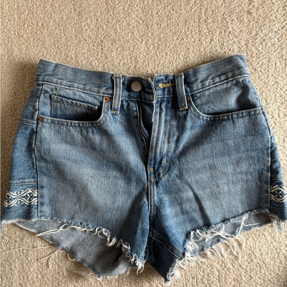 BDG Blue Jean Shorts with Distressed Hem